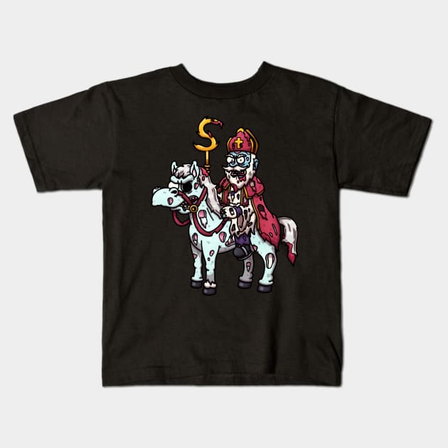 Horror Saint Nicholas On Horse Kids T-Shirt by TheMaskedTooner